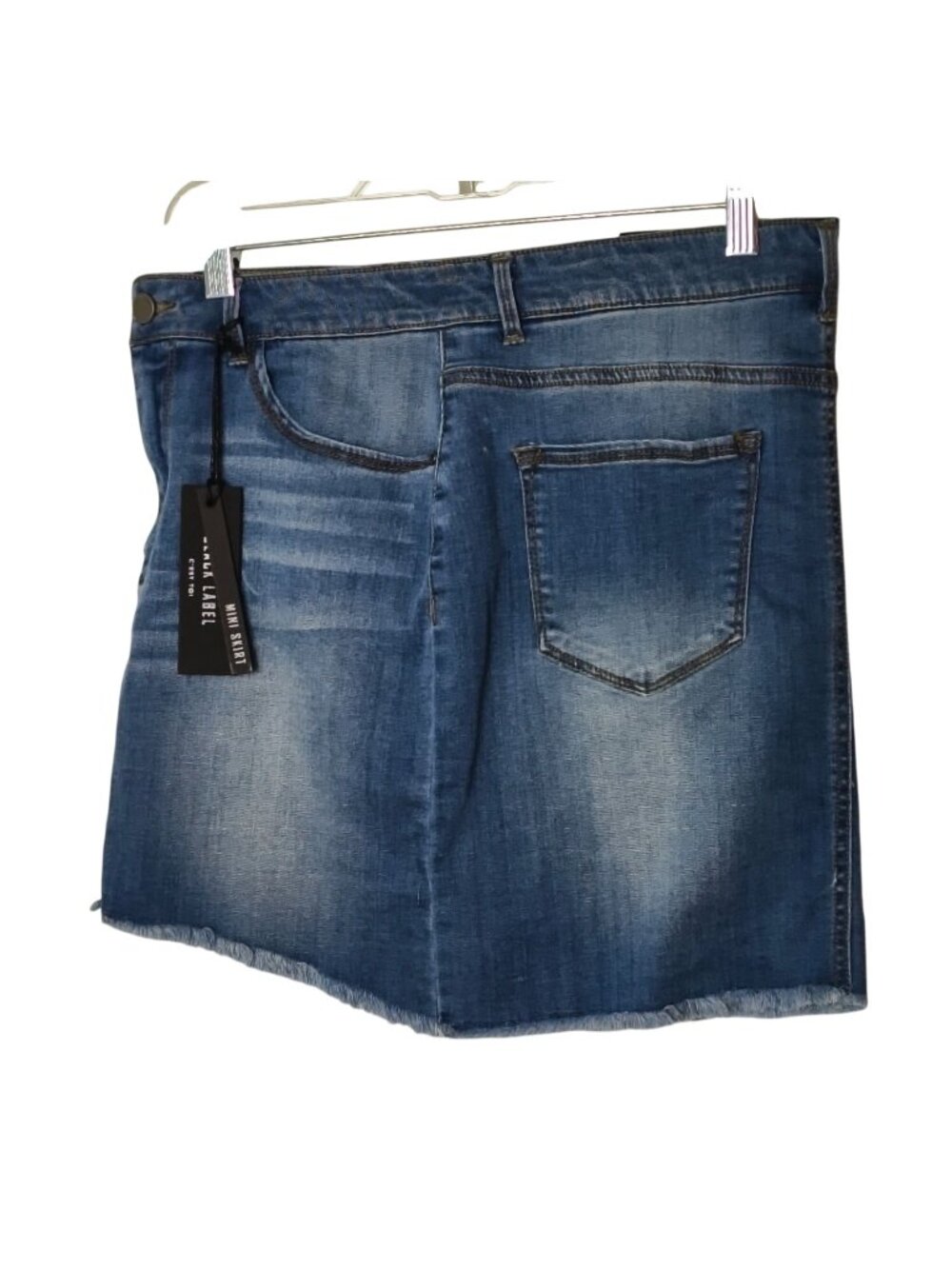 Black Label Cest Toi Womens L Mini Skirt Frayed Hem Denim Stonewash Blue Grunge - Picture 2 of 8